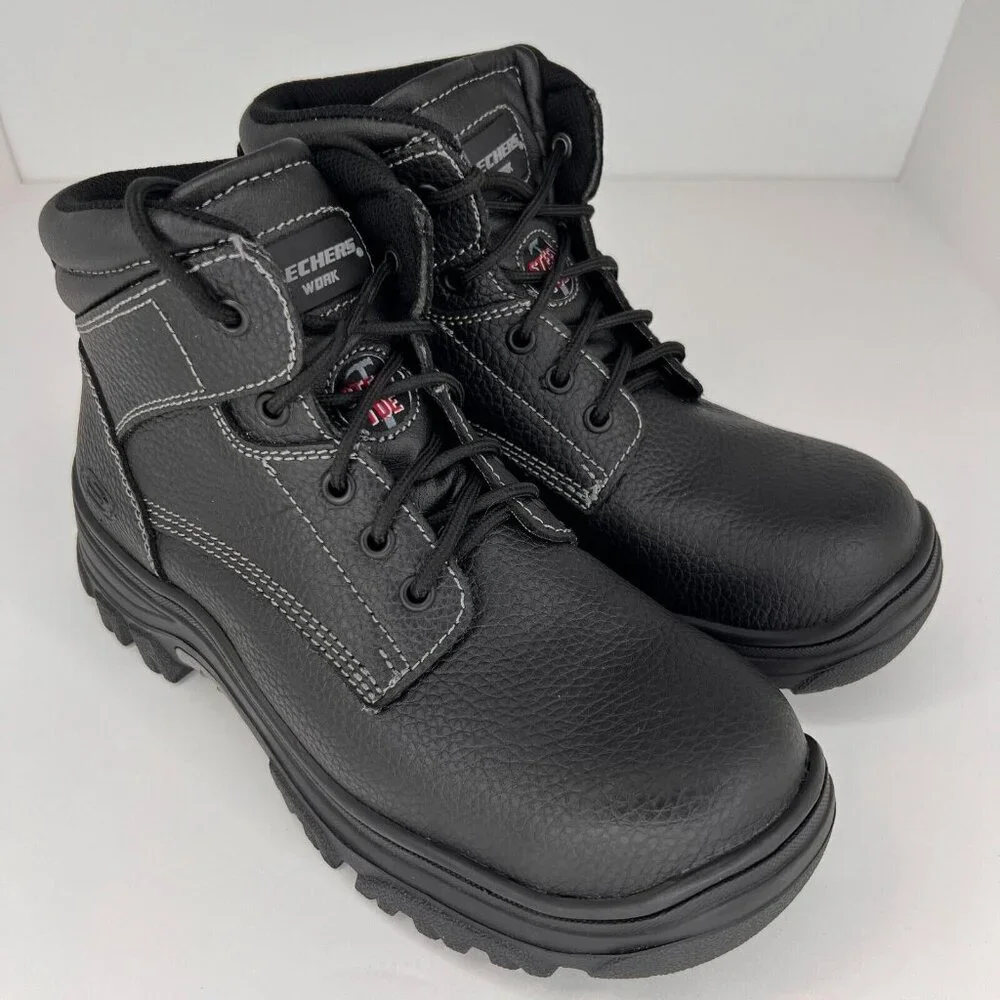 Skechers Mens 77143 Burgin Tarlac Steel Toe Industrial Leather Size 8 Work Boots
